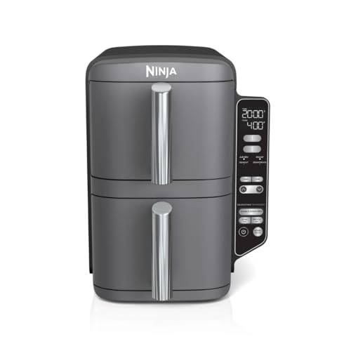 Ninja DoubleStack XL 10 Quart 2 Basket Air Fryer – 6 in 1 Functionality: Air Fry, Broil, Roast, Bake, Reheat, Dehydrate; Space Saving Design; Independent Cooking Zones : Home & Kitchen