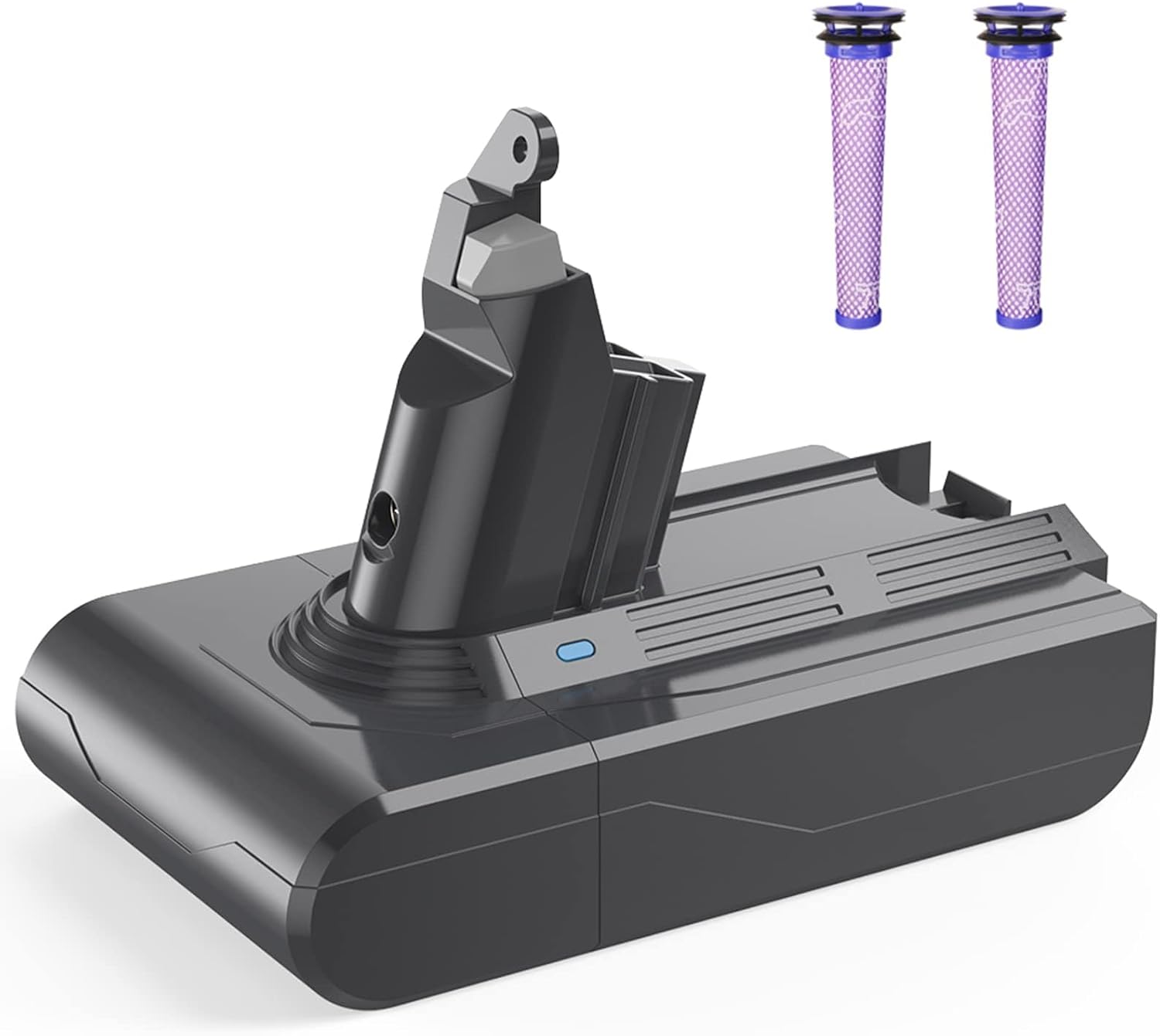 FLYLINKTECH 8000mAh Battery for Dyson V8, Replacement Li-ion Battery Compatible with V8 Animal, Absolute, Fluffy, Parquet, SV10 - with 3 Filters, Brush and Screwdriver Included