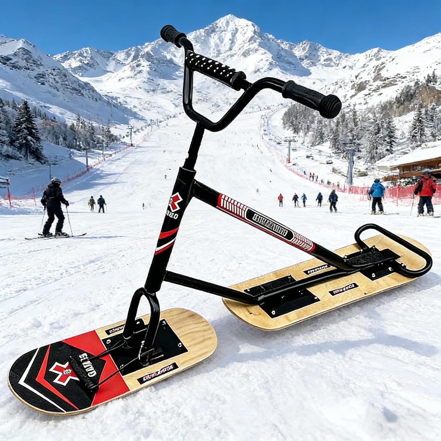 Zusammenklappbarer Schneescooter mit Griffgriff, hohe Kapazität All-Terrain Schlitten für Erwachsene