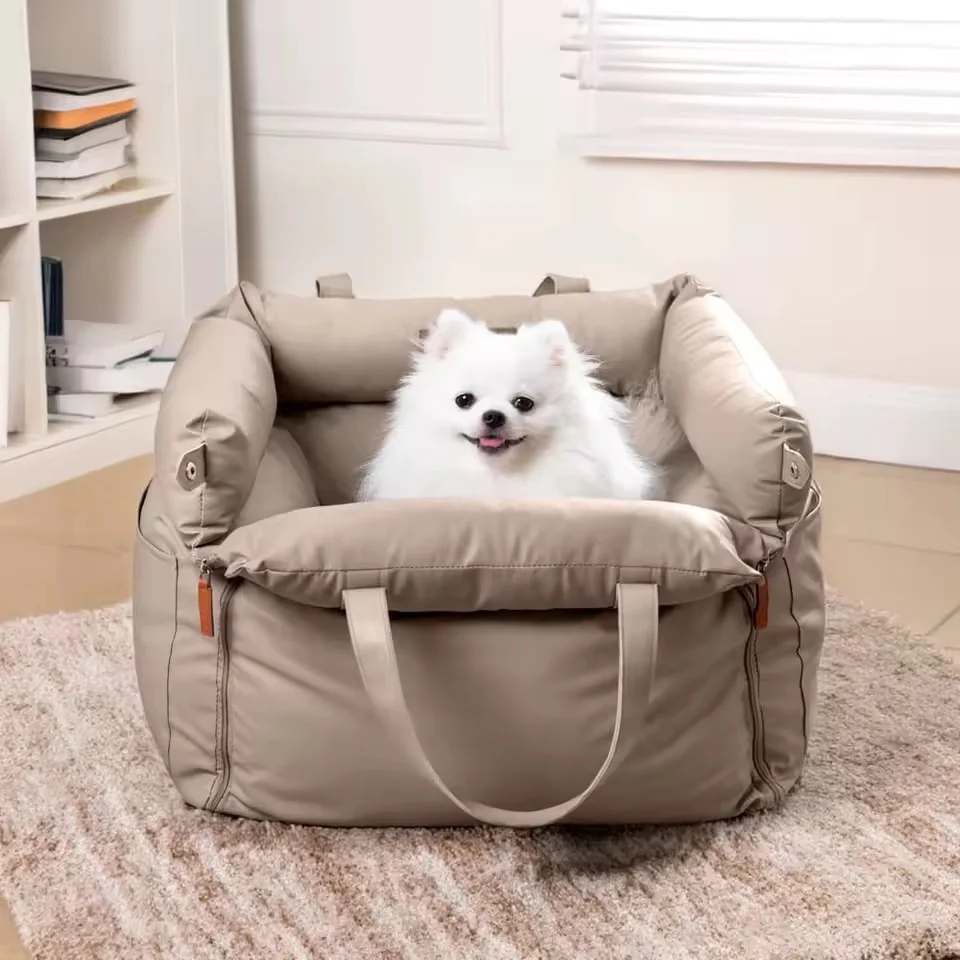 Plush Dog Car Seat with Safety Belt | Water-Repellent | 55x50x45cm | Lightweight & Portable