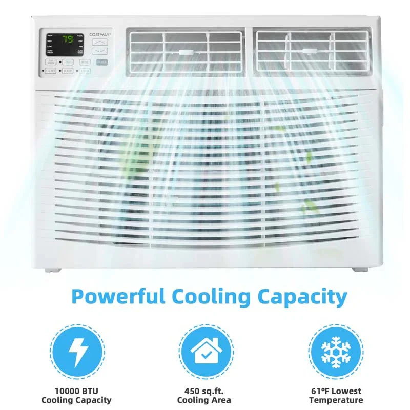 Quiet window air conditioner with 10,000 BTU, remote control, Eco mode, Energy Star certified, 3-in-1 unit with dehumidifier