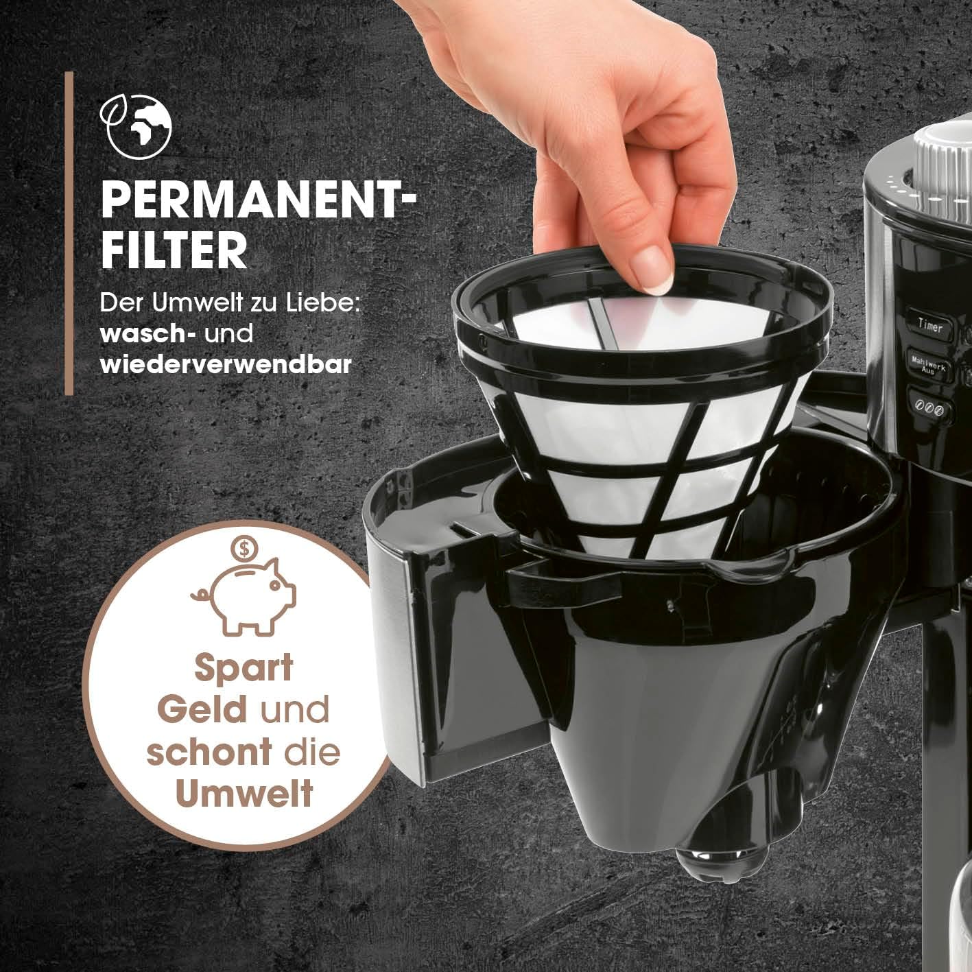 Barista filterkoffiezetapparaat met verstelbare molen & thermoskan | Warmhoudfunctie, 24-uurs timer & permanent filter | Voor 10 koppen koffie | Koffiezetapparaat voor bonen & poeder [roestvrij staal]