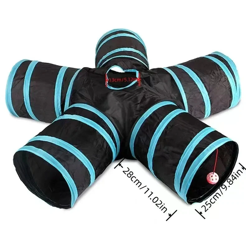 Foldable Cat Play Tunnel �C Crinkle Sounds, Star Design & Multi-Pet Friendly