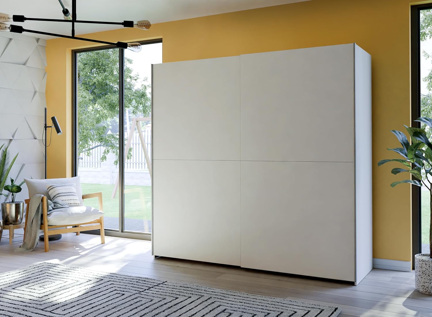 AVANTI TRENDSTORE - Freddy - Wardrobe with sliding doors in laminated wood, very spacious, available in 2 different colours. Dimensions: LAP approx. 200 x 191 x 61 cm