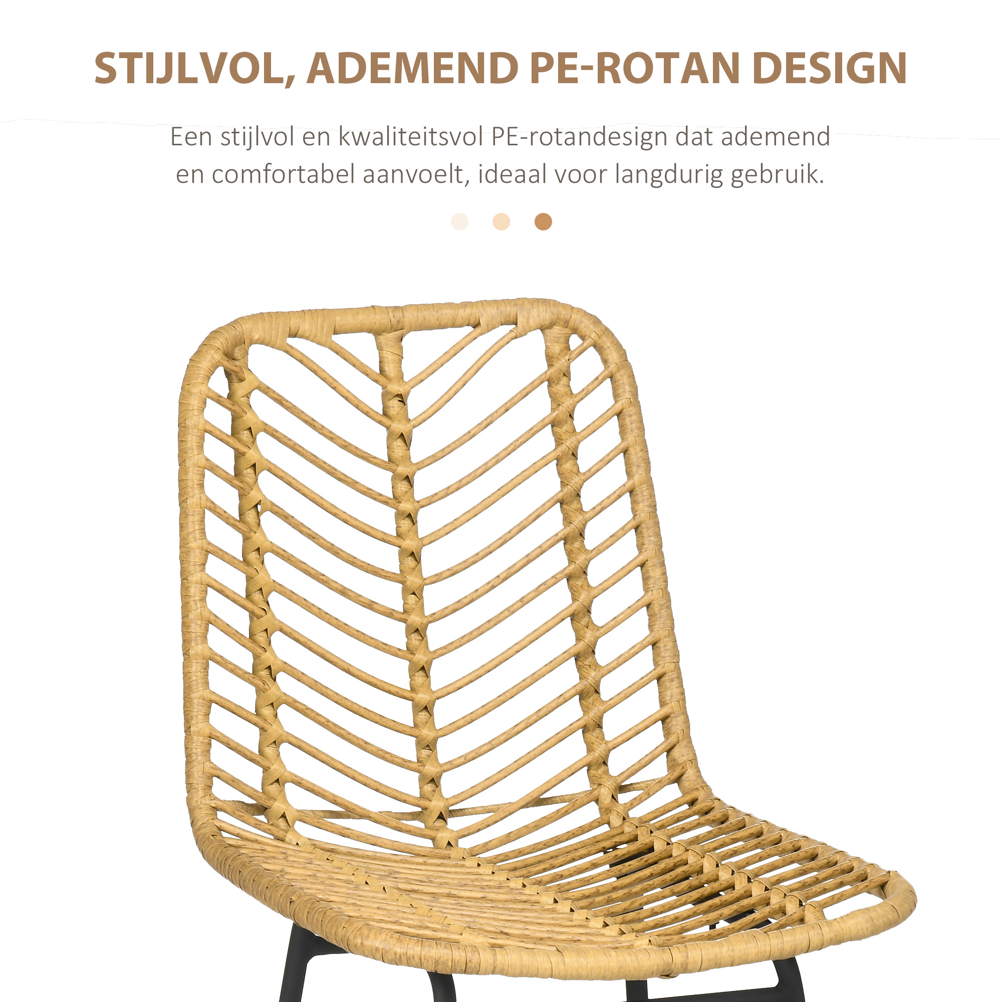 Set van 2 barkrukken in boho-design, PE-rotan, inclusief voetsteun, 42,5 cm x 52 cm x 102 cm, geel+zwart