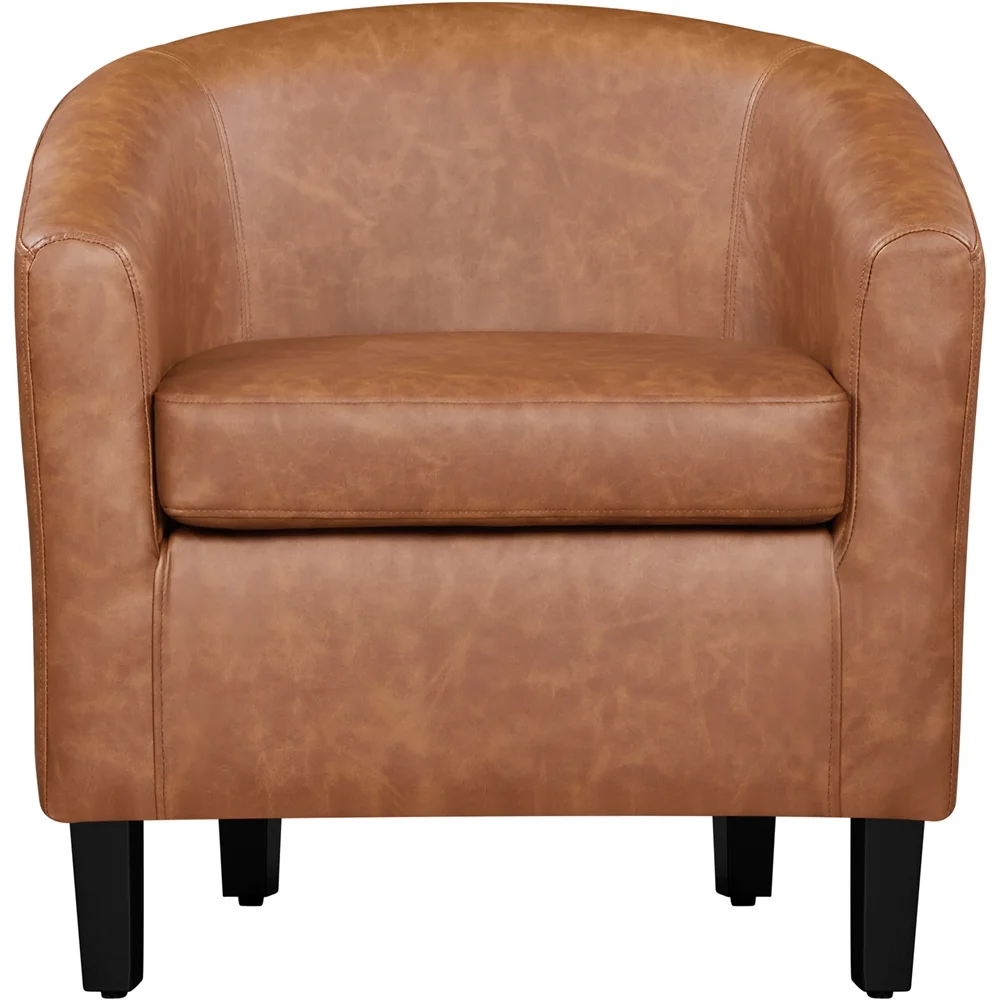 Renwick Faux Leather Barrel Accent Chair for Living Room, Set of 2, Black