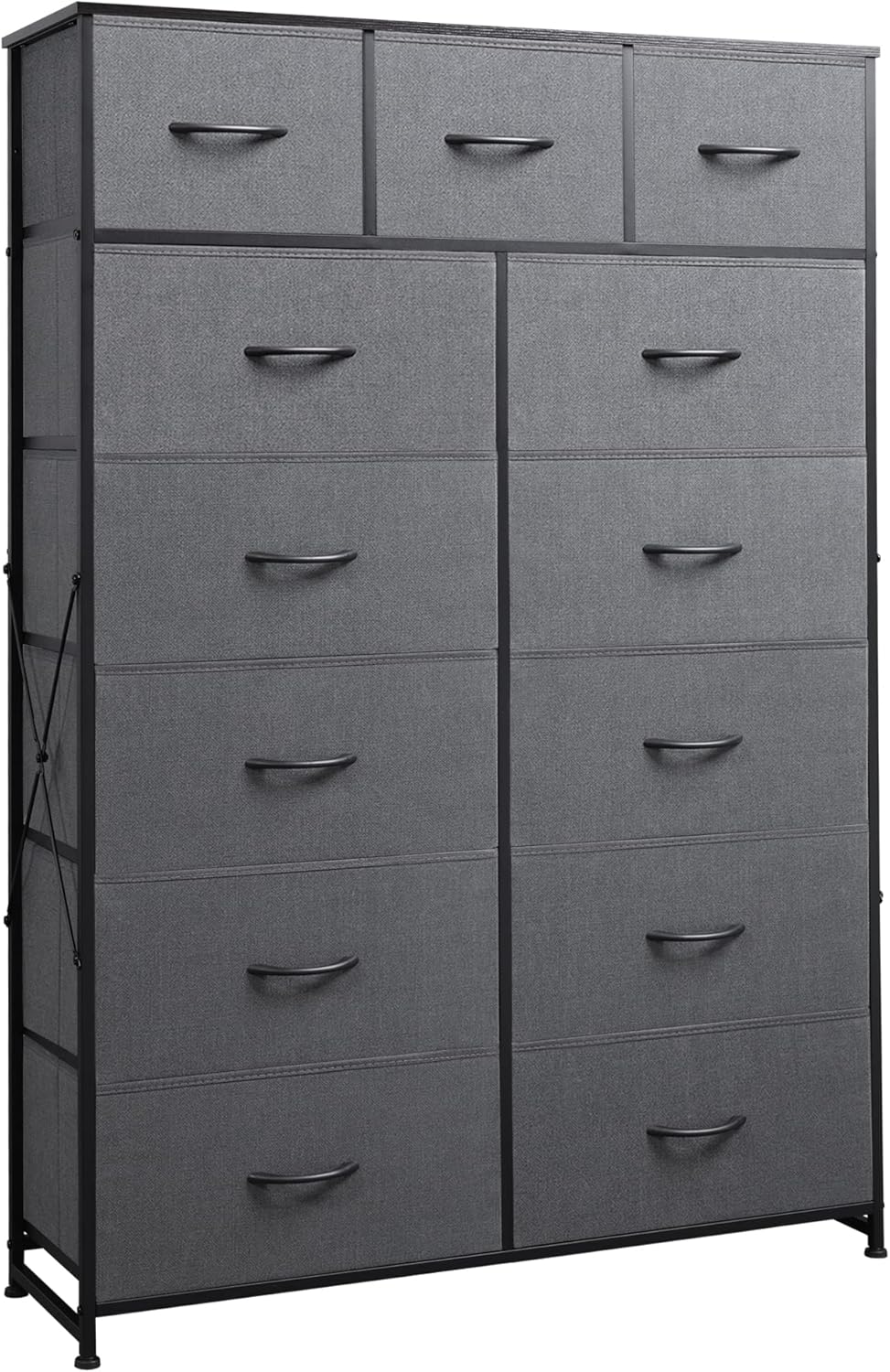 WLIVE Storage Organizer Unit with 13 Fabric Bins Storage Drawers Organizer with Steel Frame