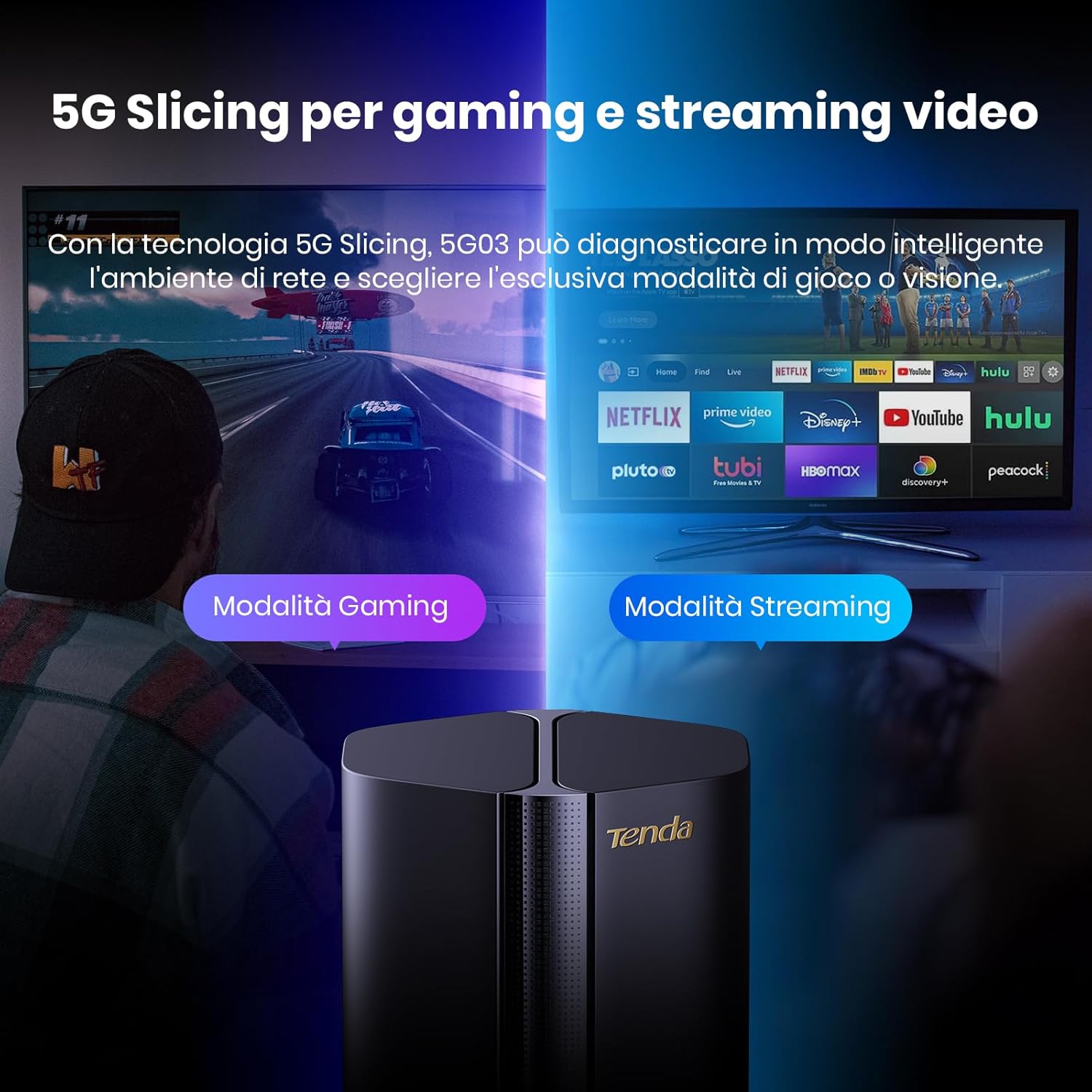 Tenda 5G03 - Router 5G con SIM, Modem 5G SIM WiFi 6 AX1800, Dual Band, Velocità fino a 4,67 Gbps, Easy Mesh, Plug&Play, 2 Porte Gigabit, Connettere fino a 100+ dispositivi, WPA3, OFDMA, MU-MIMO