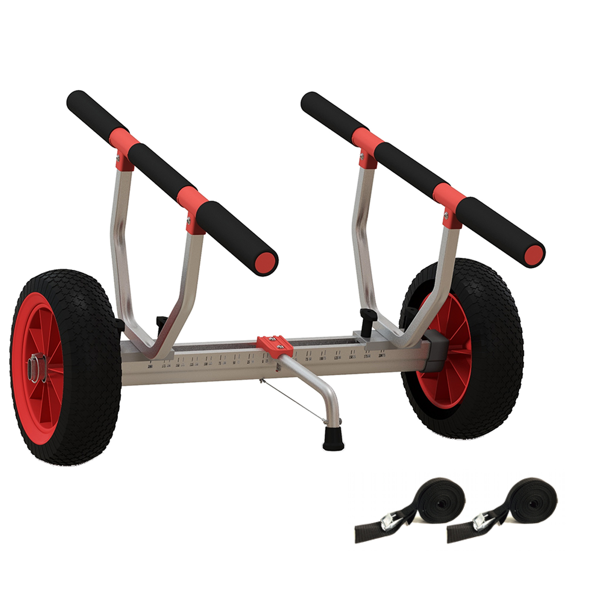 SPORTNOW Kajak-Transportwagen Stand-Up-Paddle Kanu mit einstellbarer Breite großen Rädern Aluminiumrahmen Schwarz Rot