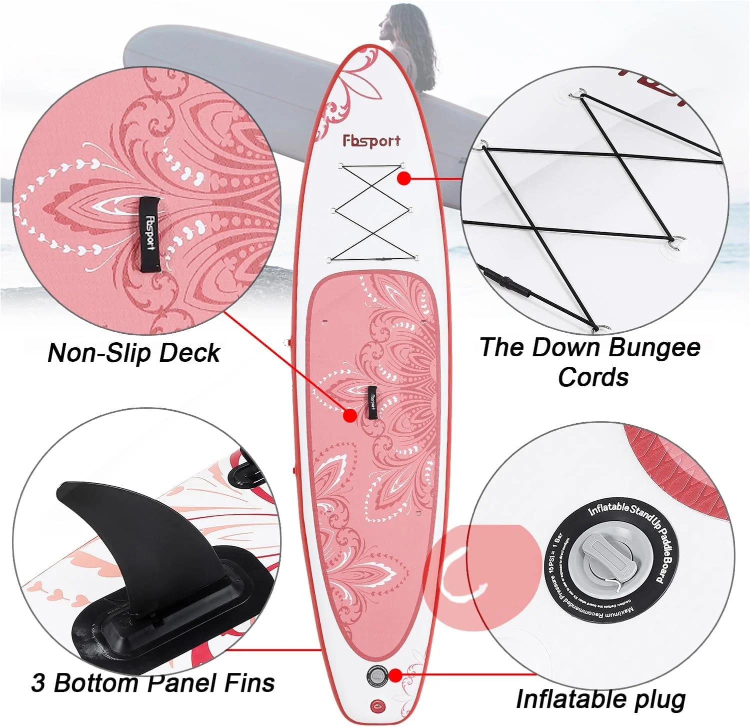 Premium-Stand-Up-Paddle-Board, Yoga-Board mit strapazierf?higem SUP-Zubeh?r und Tragetasche | Breiter Stand, Surf-Kontrolle, rutschfestes Deck, Leine, Paddel und Pumpe f��r Jugendliche und Erwachsene