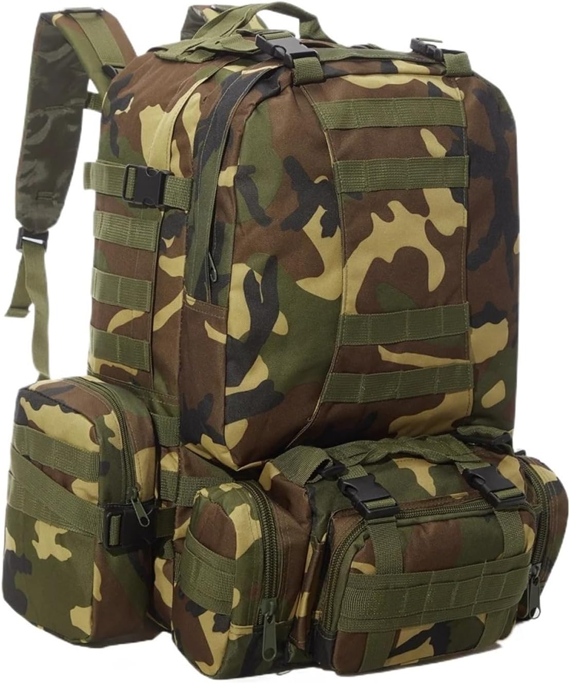 Generisch Rucksack mit 3 abnehmbaren Rucksäcken, Reisen, Camping, Wandern(Jungle Camouflage)