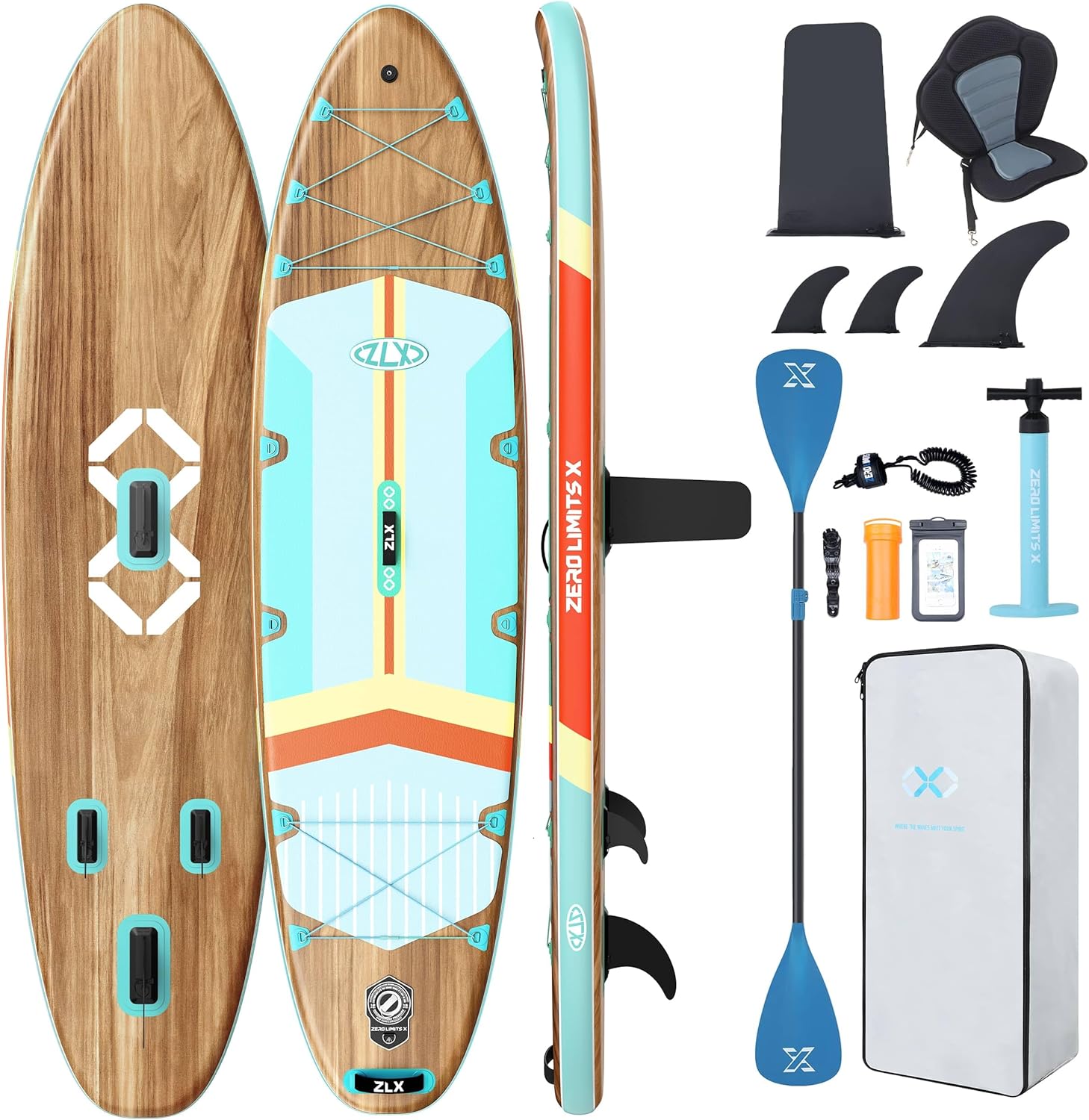 ZLX Stand Up Paddle Board gonfiabile con sedile per tutti i livelli di abilità, 11'6 x 35 Super Wide SUP con pinna di equilibrio brevettata