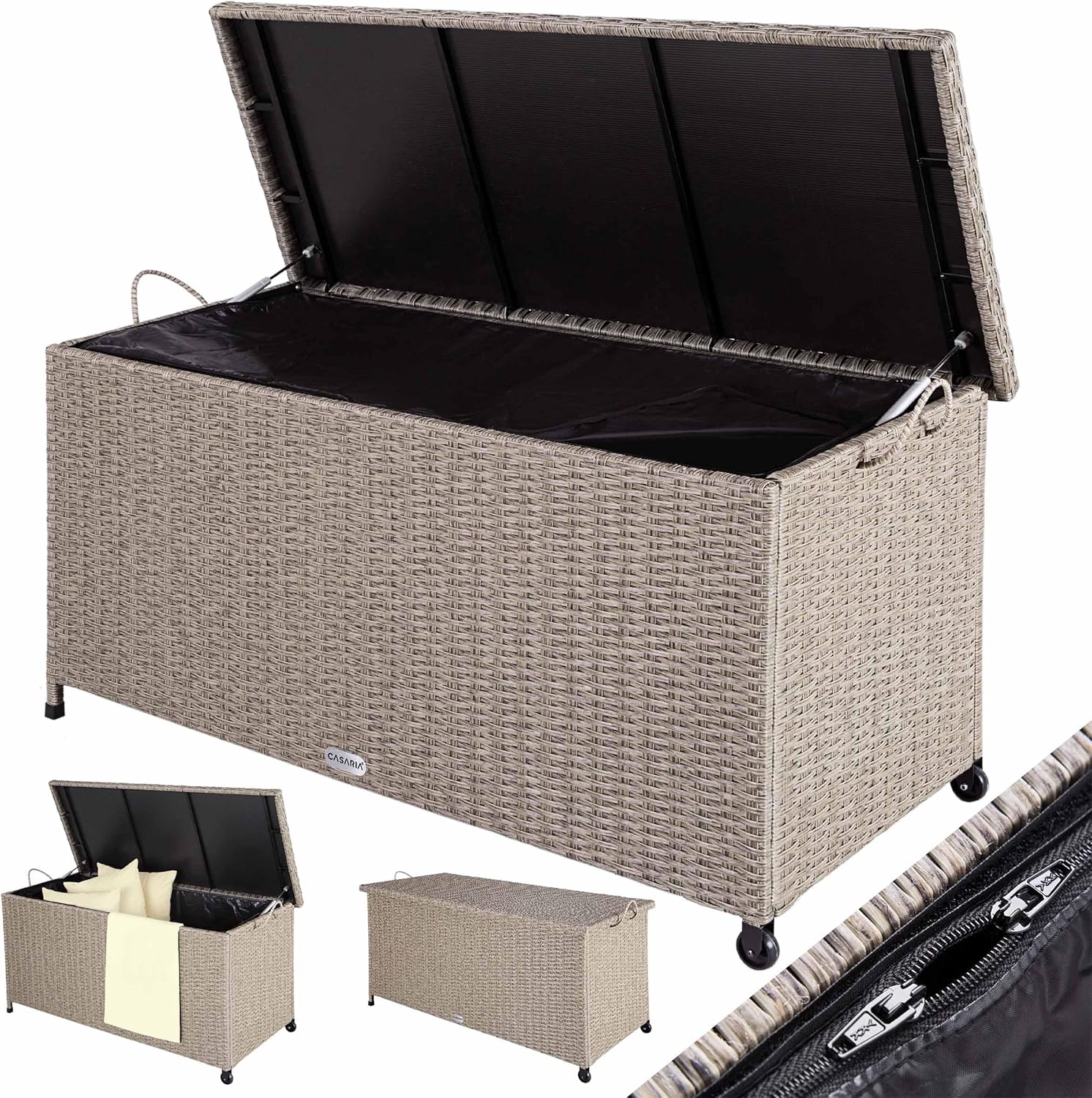Casaria® Baule Giardino XXL 117x53x60cm Ruote 270L Salvaspazio Impermeabile Resistente Cassettone Contenitore Esterno