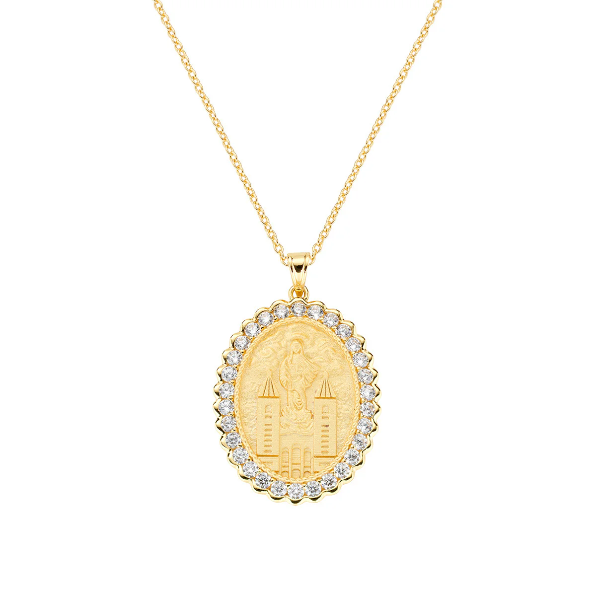 Collana Amen Medaglia Miracolosa con zirconi bianchi - CLMDGBZ