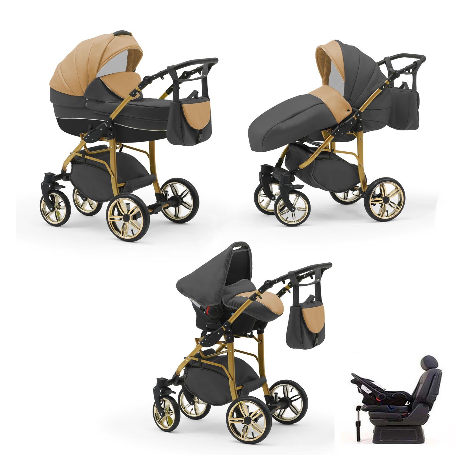 Kombi-Kinderwagen Neo Gold 5 in 1 inkl. Sportsitz, Autositz und Iso Base in 22 Farben