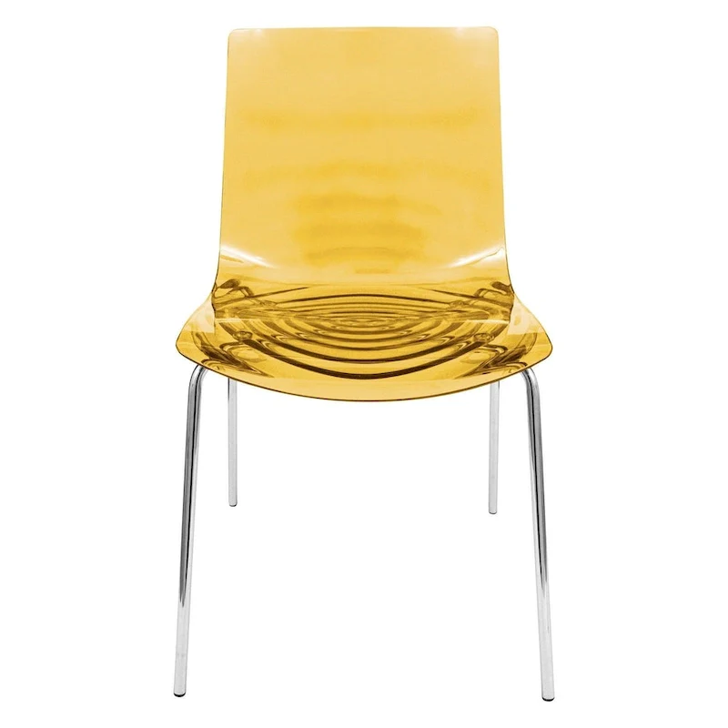 Acrylic Dining Chair with Chrome Legs Modern Accent Side Chair Water Ripple Design Seats