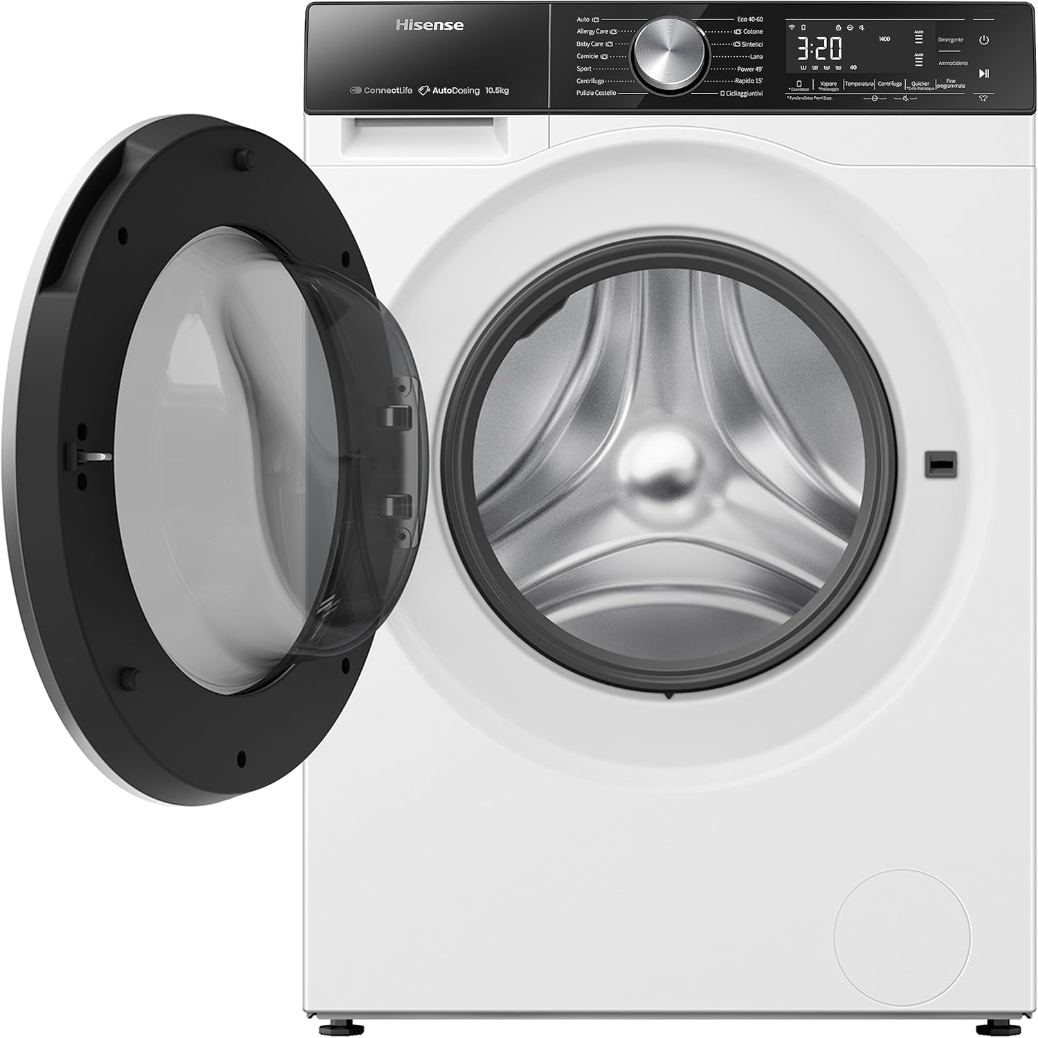 Hisense WFVB7012EM Front Load Washing Machine 7 kg 1200 rpm 15 Programs Steam LED Display Rapid Program Delay Start Child Lock
