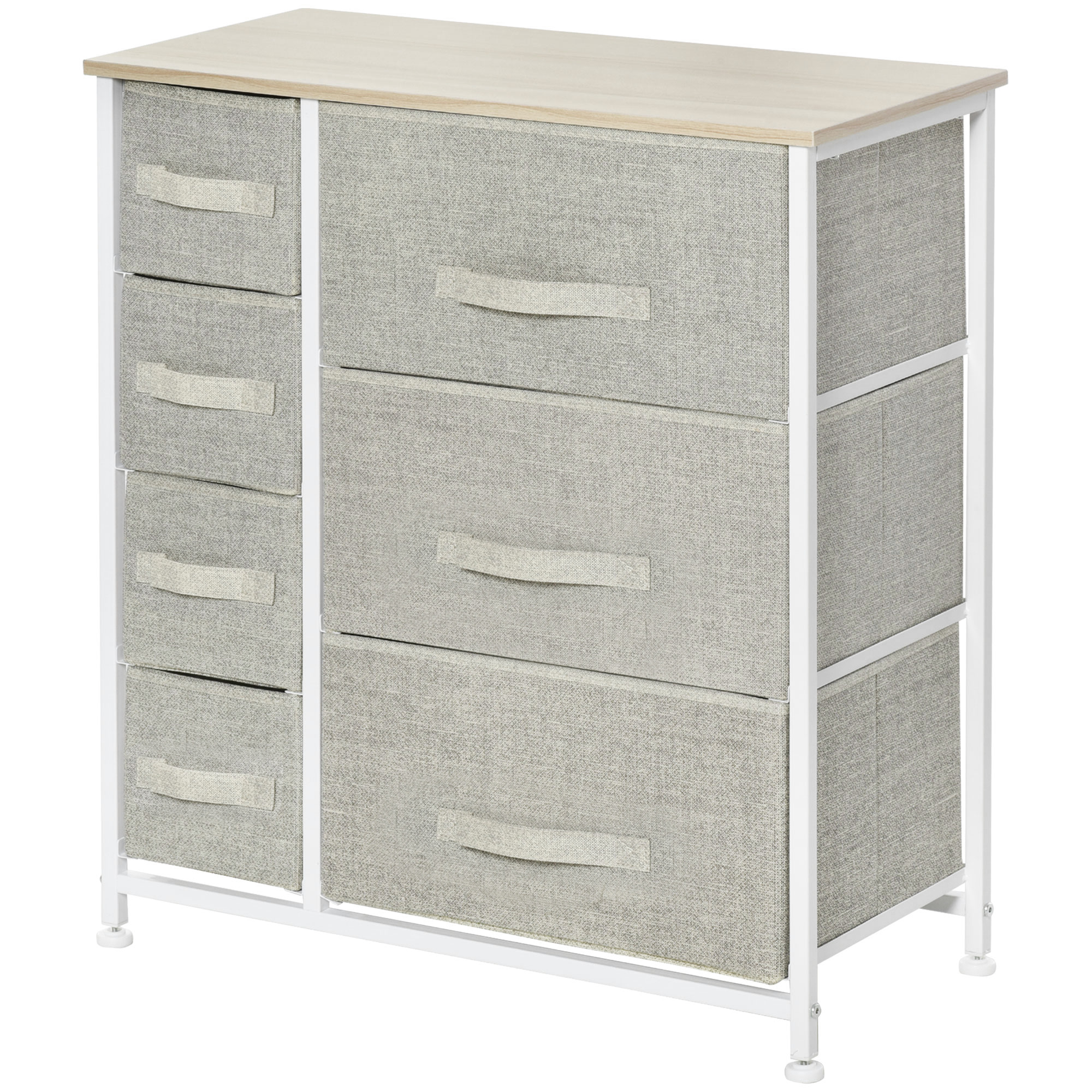 HOMCOM Kommode mit 7 Schubladen aus Stoff, Schubladenkommode, modernes Aufbewahrungsmöbel, Stahlrahmen, 63,5 x 30 x 71 cm, grau