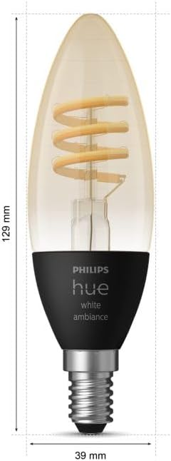 Hue White Ambiance Filament E14 LED Lampe, dimmbar, 350lm, alle Weißschattierungen, App-steuerbar, Alexa-kompatibel, Klar (6er Pack) mit kabellosem Dimmschalter für Lichtszenenabruf
