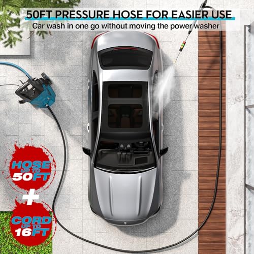 GREENER Idropulitrice elettrica 4200 PSI idropulitrice elettrica con tubo di uscita da 15,2 m e 4 ugelli rapidi, idropulitrice elettrica da 2,4 GPM con cannone per sapone, per auto, vialetto, pulizia : Amazon.it: Giardino e giardinaggio