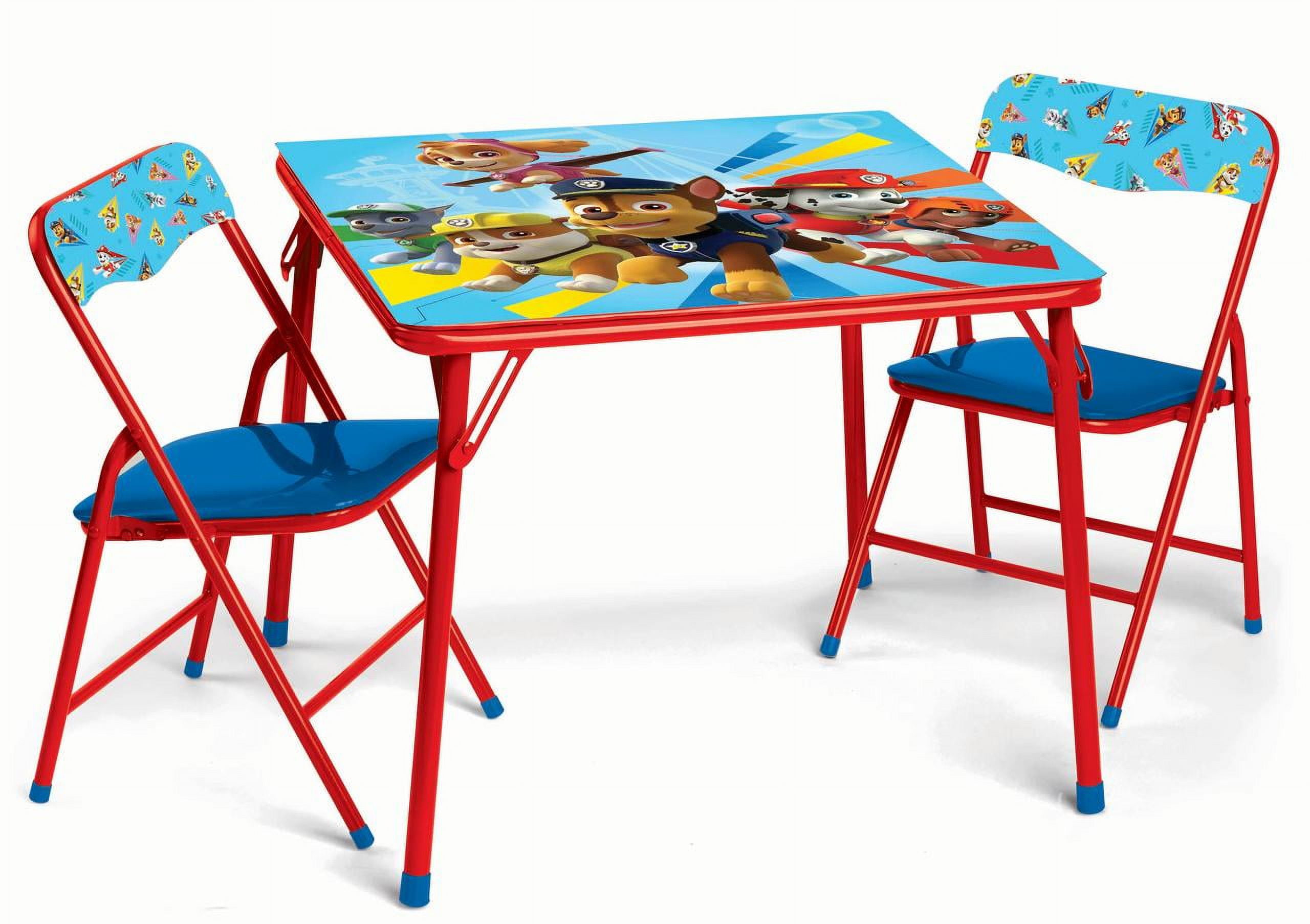 Paw Patrol Kids Activity Table and Chairs Set, Red, Ages 3 7, Comfortable Cushions, Washable Surface