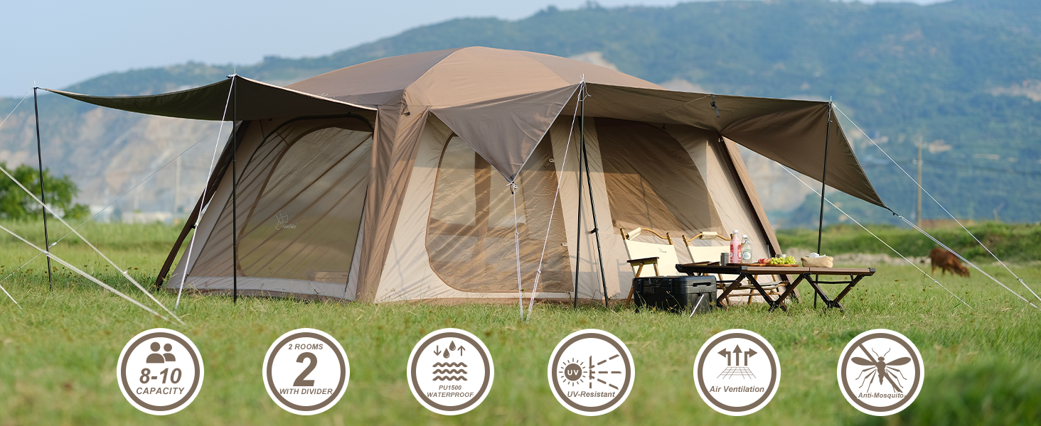 large vidalido tents for camping tents & shelters 6 8 10 person tent waterproof 2 room tent