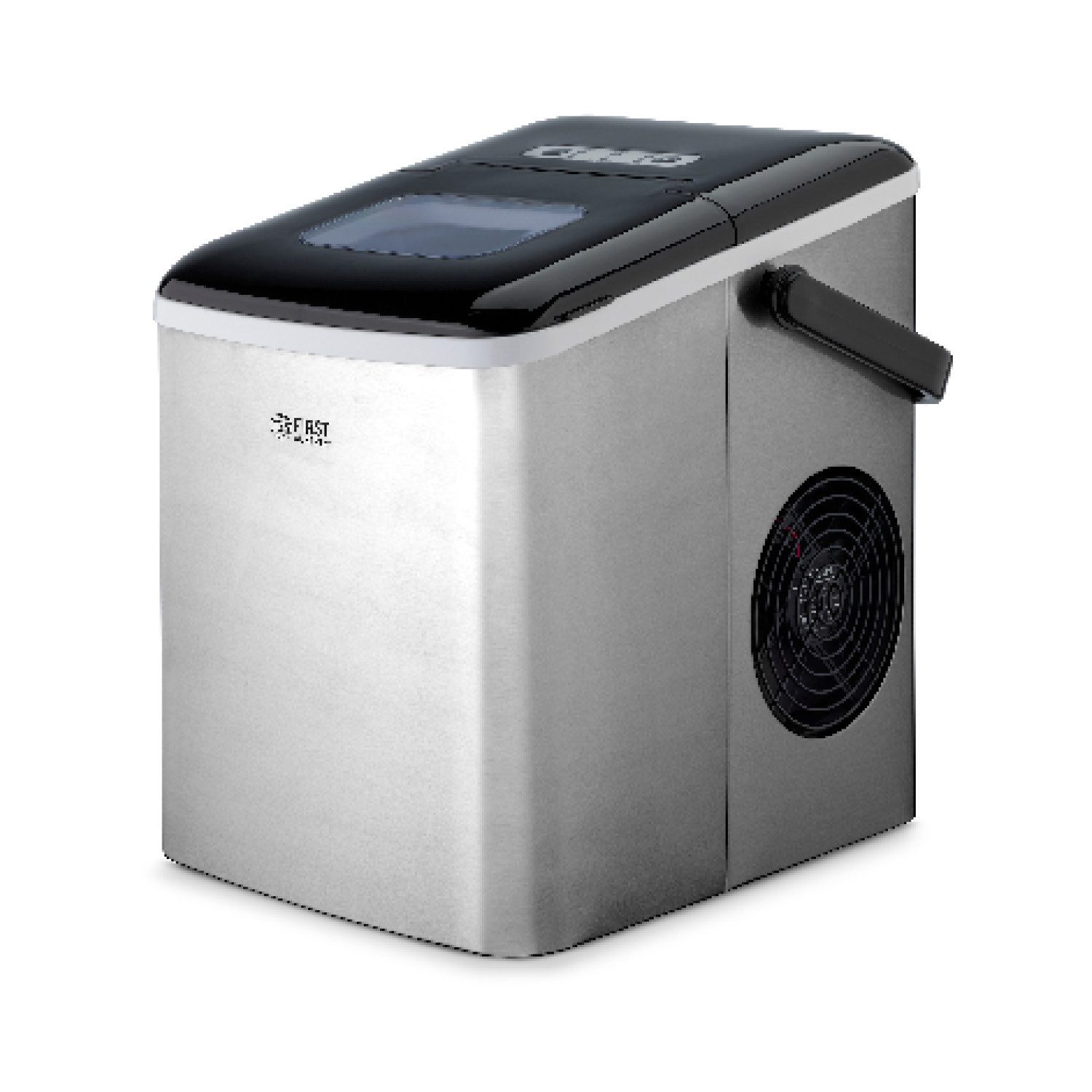 Eiswürfelmaschine Eiswürfelbereiter 1,8 L, Edelstahl Ice Cube Maker, 9 Würfel in 7-9 Min
