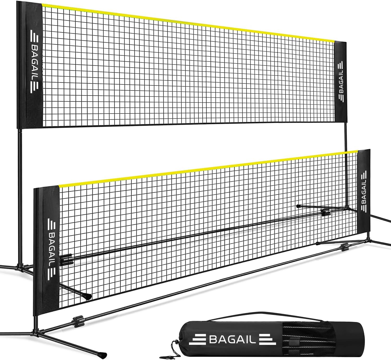 BAGAIL Badminton Net, Rete di Nylon Pieghevole, Supporto regolabile Hieght e Borsa da trasporto portatile, Facile da montare o smontare, Ideale rete sportiva ricreativa per tennis, Badminton.