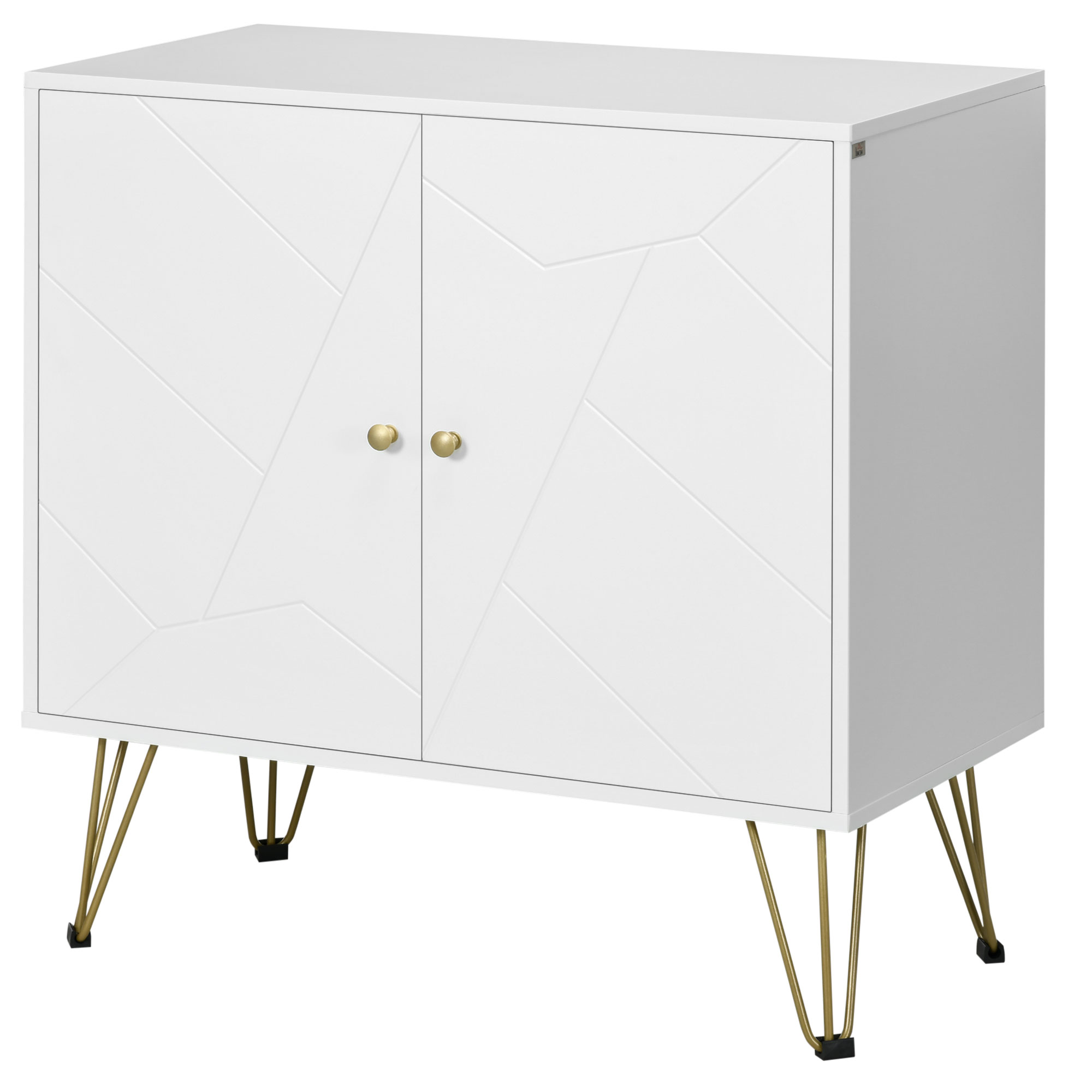 HOMCOM Aufbewahrungsschrank mit Tischbeinen 2 Türen und 2 verstellbare Regale 80 x 40 x 80 cm weiß gold