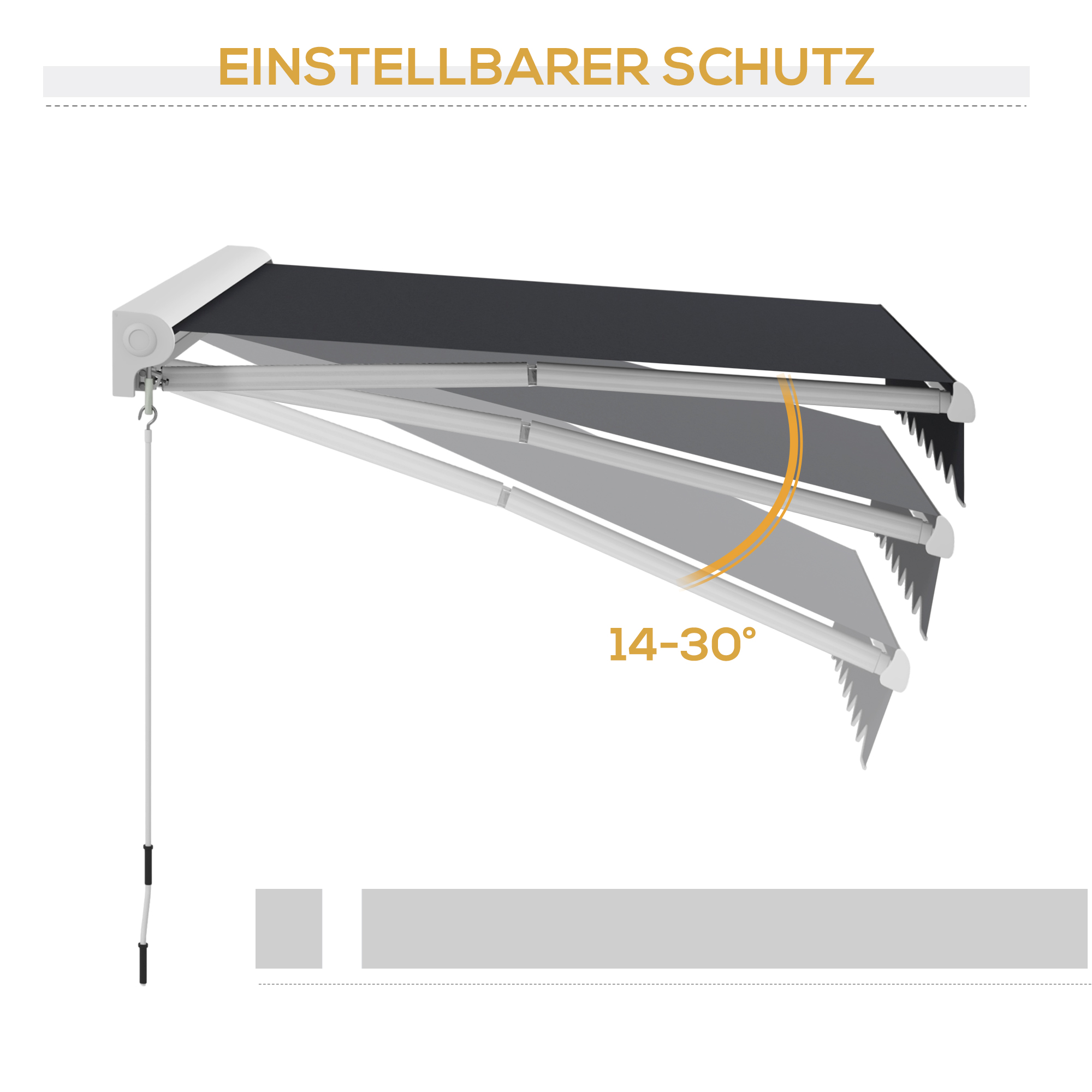Outsunny Aluminium Markies, Uitschuifbare Markies 2.5x2m, Elektrisch Met Afstandsbediening, Aluminium Frame, Grijs