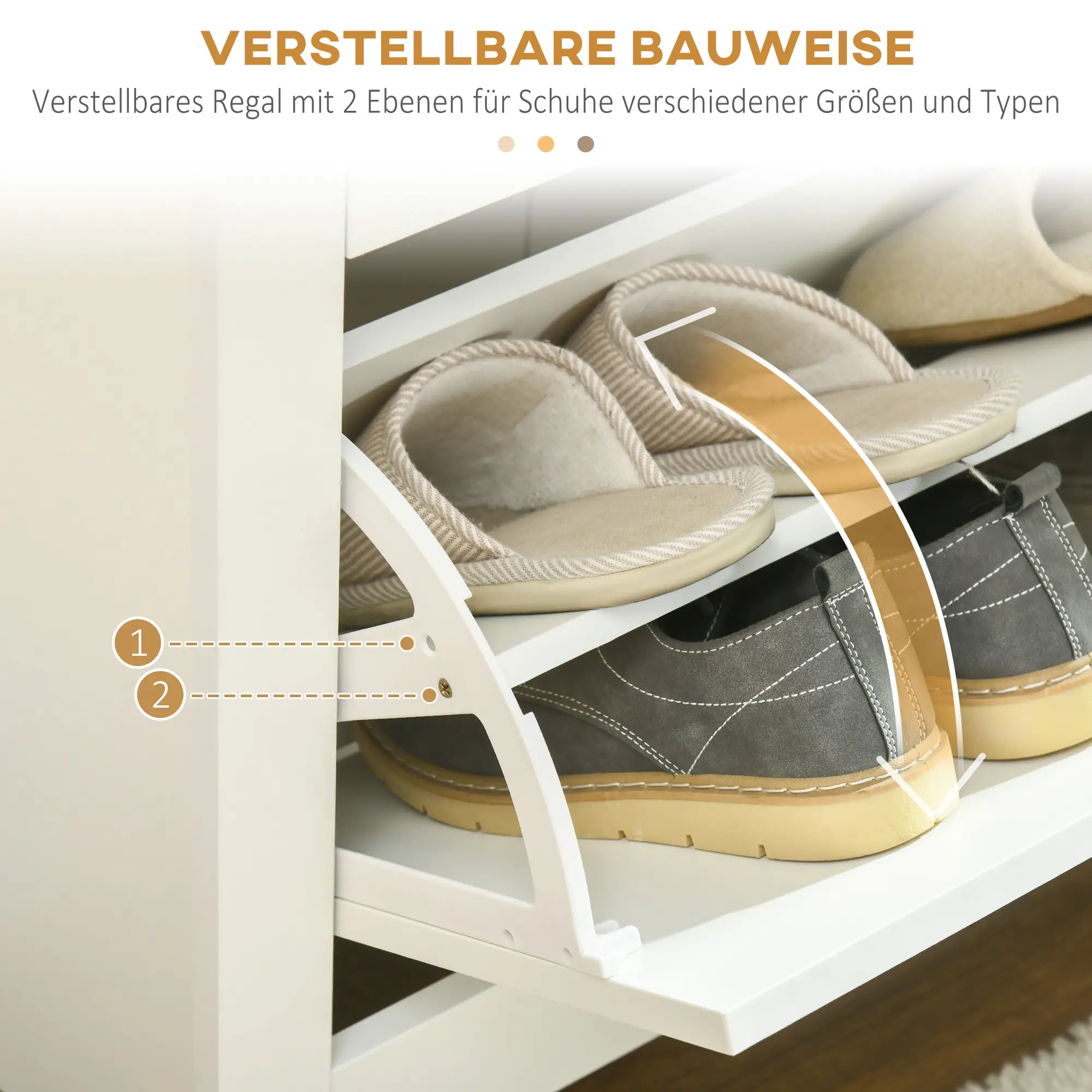 HOMCOM Schuhschrank 3 Klappen für 18 Paar Schuhe Weiß Naturholz