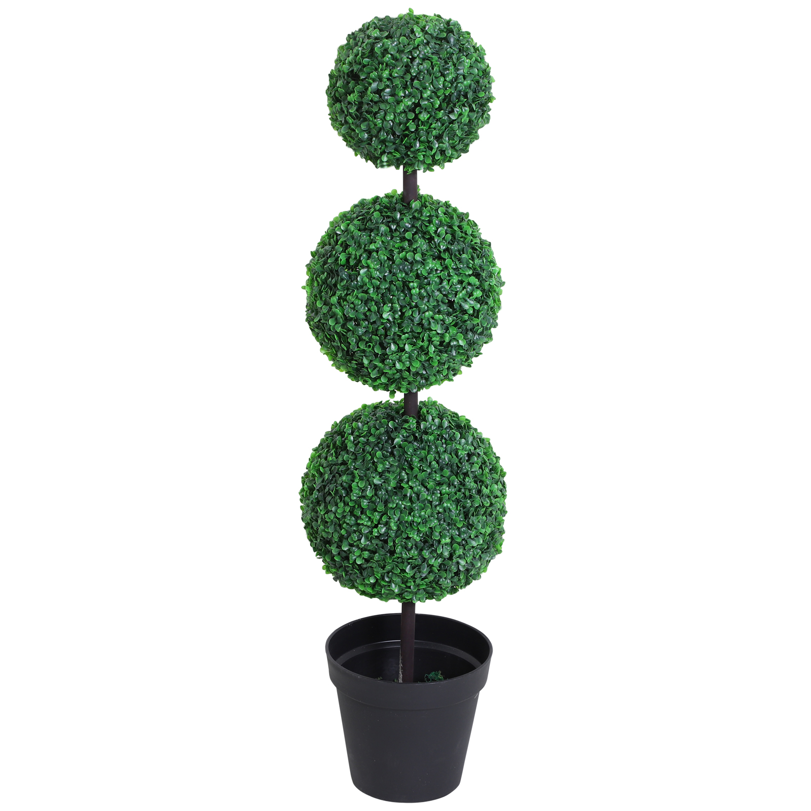 Outsunny Künstlicher Buchsbaum topiaire mit 3 Kugeln Ø 30 x 112H cm Grün