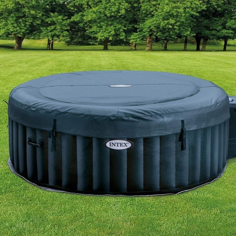 Intex 28432EX - PureSpa Vasca Idromassaggio Gonfiabile Bubble Massage, 6 posti, 170 Getti, Riscaldatore, PVC, Blu Navy, 216x71 cm