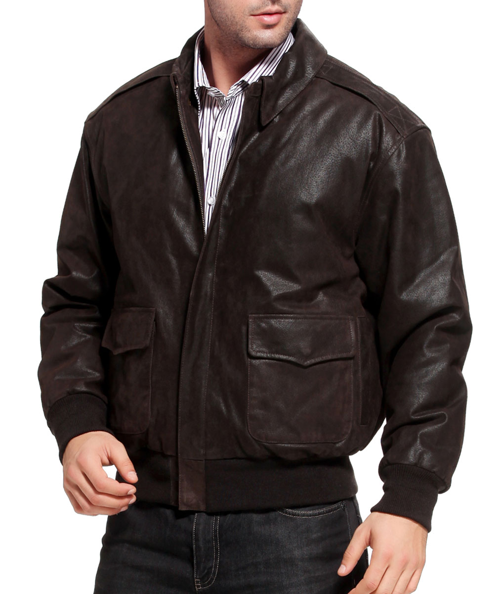 Mens Brown Leather Flight Jacket