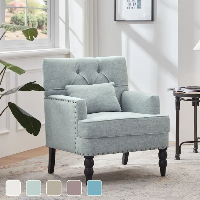 Upholstered Accent Chair with Lumbar Pillow - Single Seat