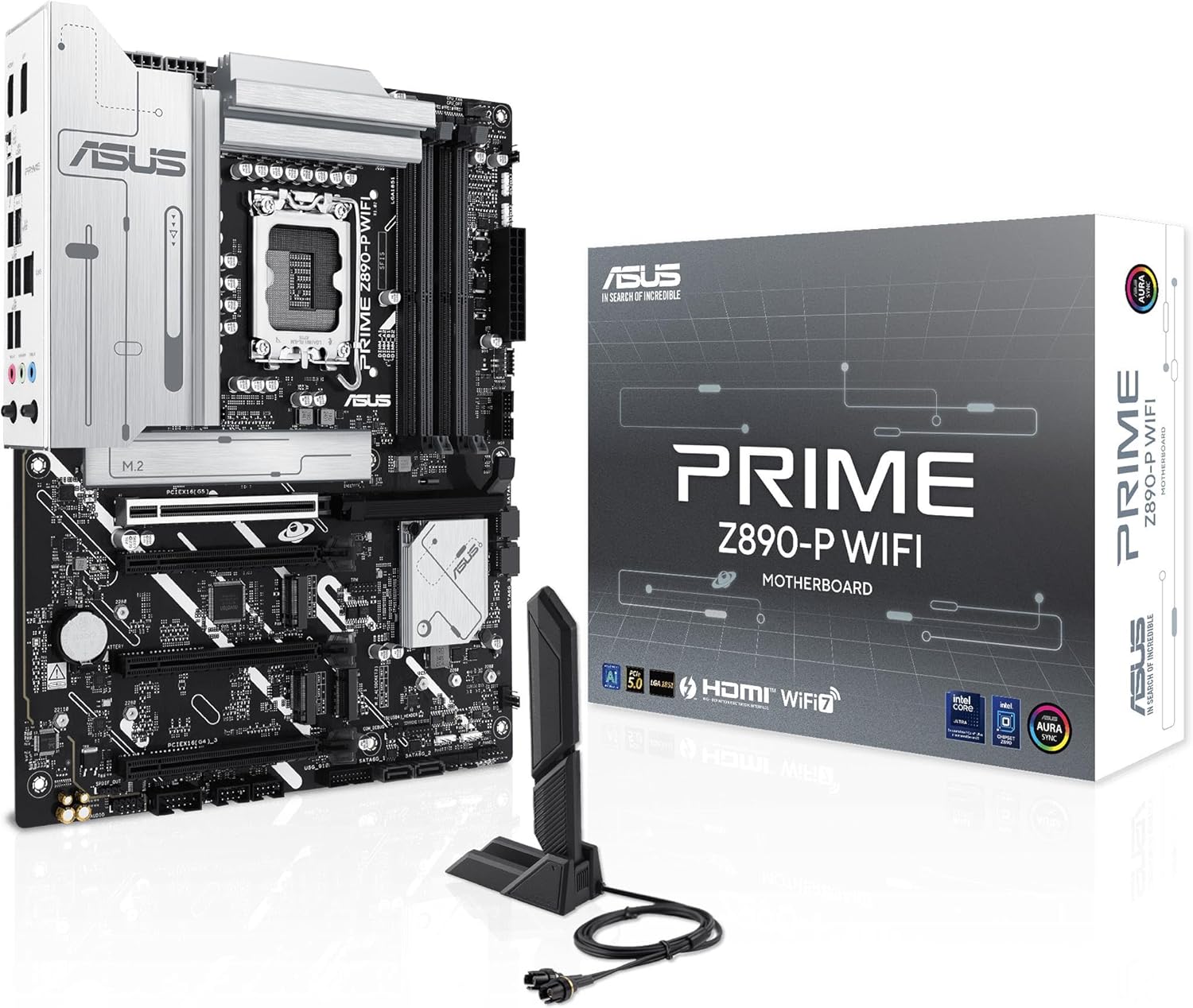 PRIME Z890-P WIFI, Scheda madre ATX, 14+1+2+1 Fasi di Alimentazione, Slot DDR5, PCIe 5.0, GPU di Nuova Generazione, Porta USB-C Thunderbolt 4, Wi-Fi 7, Q-Antenna