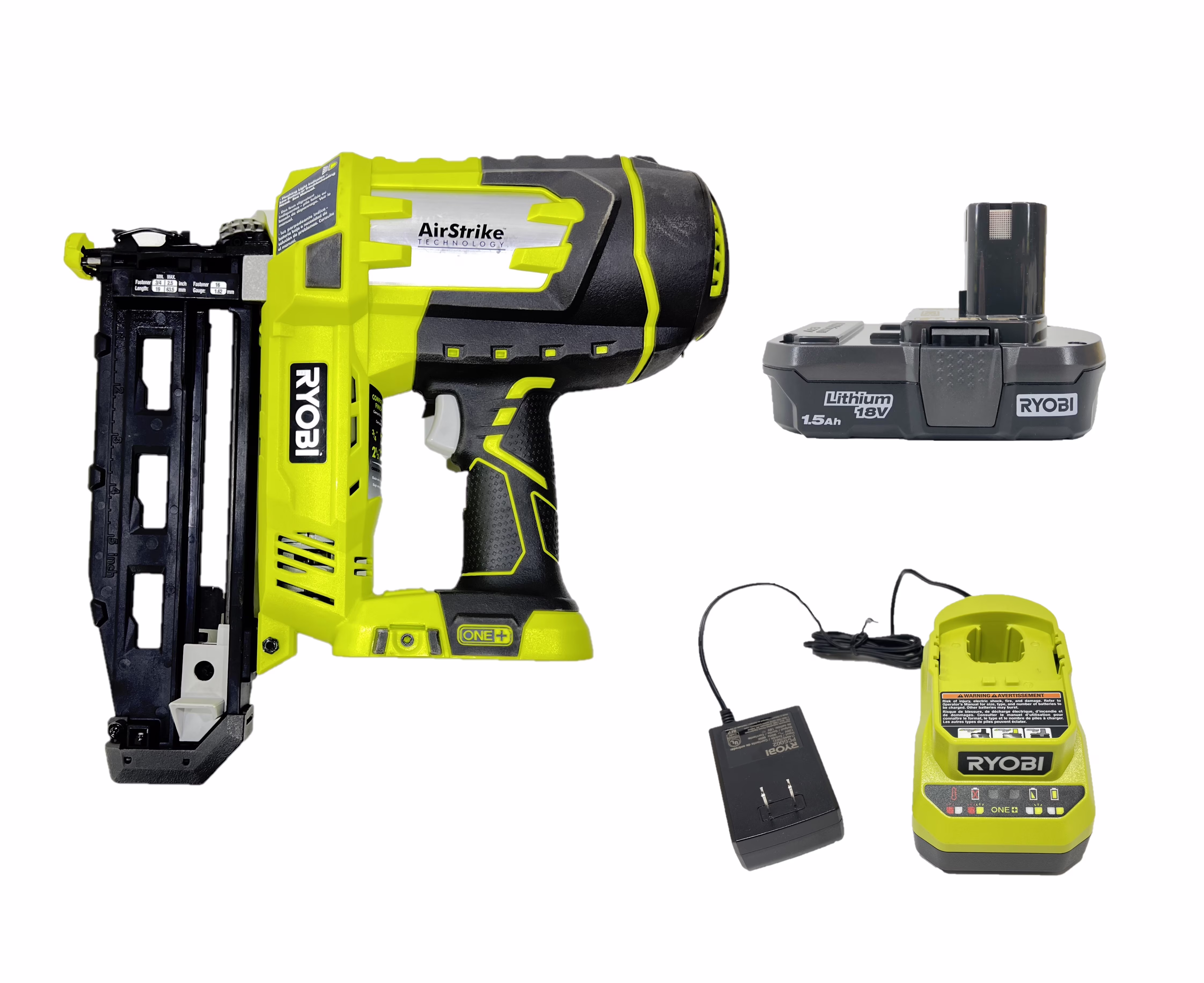 Ryobi P325, 18 v Pneumatic Cordless 16 Gauge AirStrike Finish Nail Gun