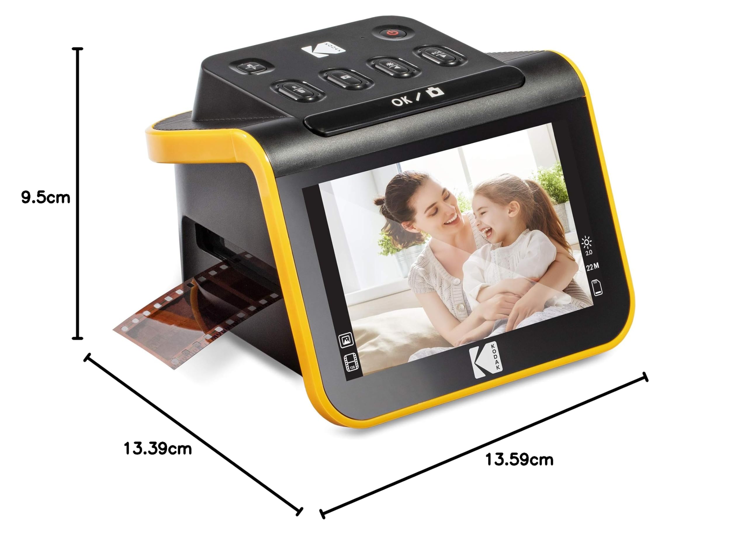 Film- und Diascanner mit 5-Zoll-LCD, 22 Megapixel, für Negative und Dias, inkl. Adapter und Kabel
