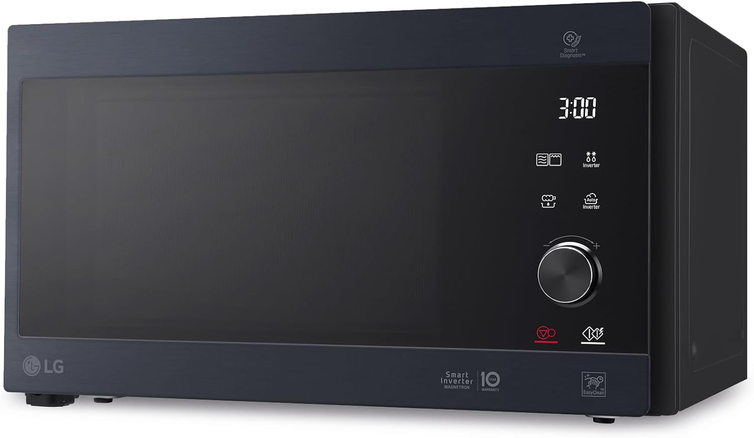 LG MH6565CPW Microwave with Grill and Digital Display, 25 Litres and 1000 W, LG Microwave with Smart Inverter and EasyClean, Retains Flavour and Nutrients, Black
