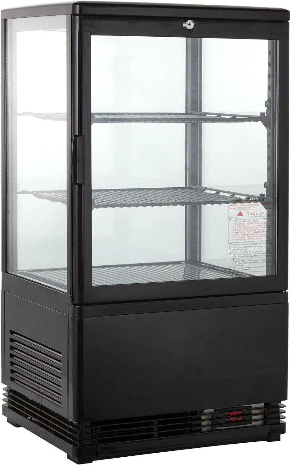 GastroHero Wohnzimmerschrank, 58 L, Schwarz, Kühlvitrine, doppeltverglaste Scheiben, KV-58S