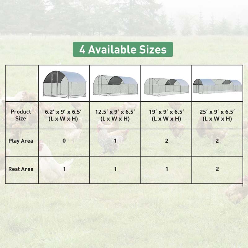 Eletriclife 19 Feet Large Metal Chicken Coop Outdoor Galvanized Dome Cage with Cover