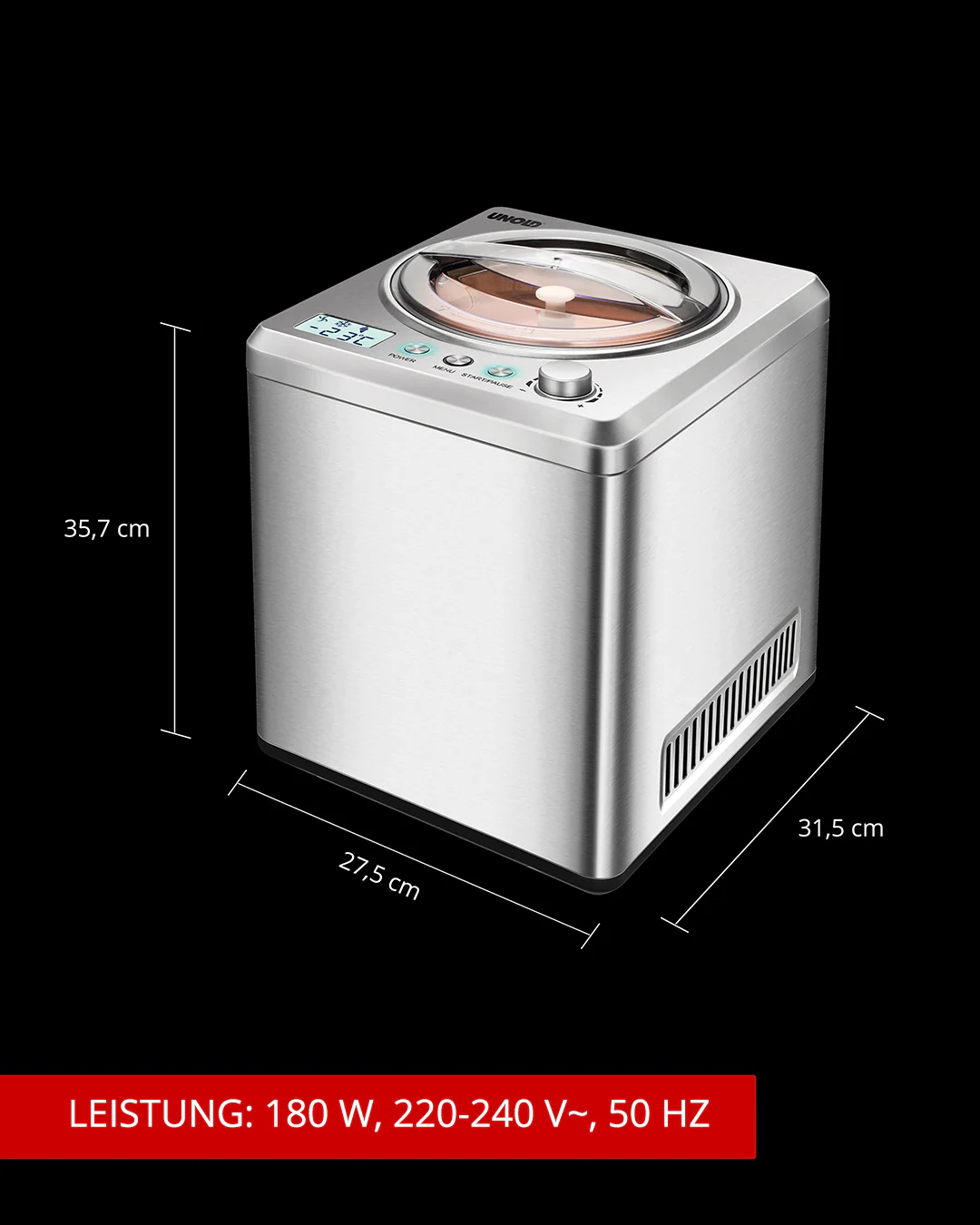 2025 Macchina per gelato Exklusiv con libro di ricette incluso, capacità 2 L