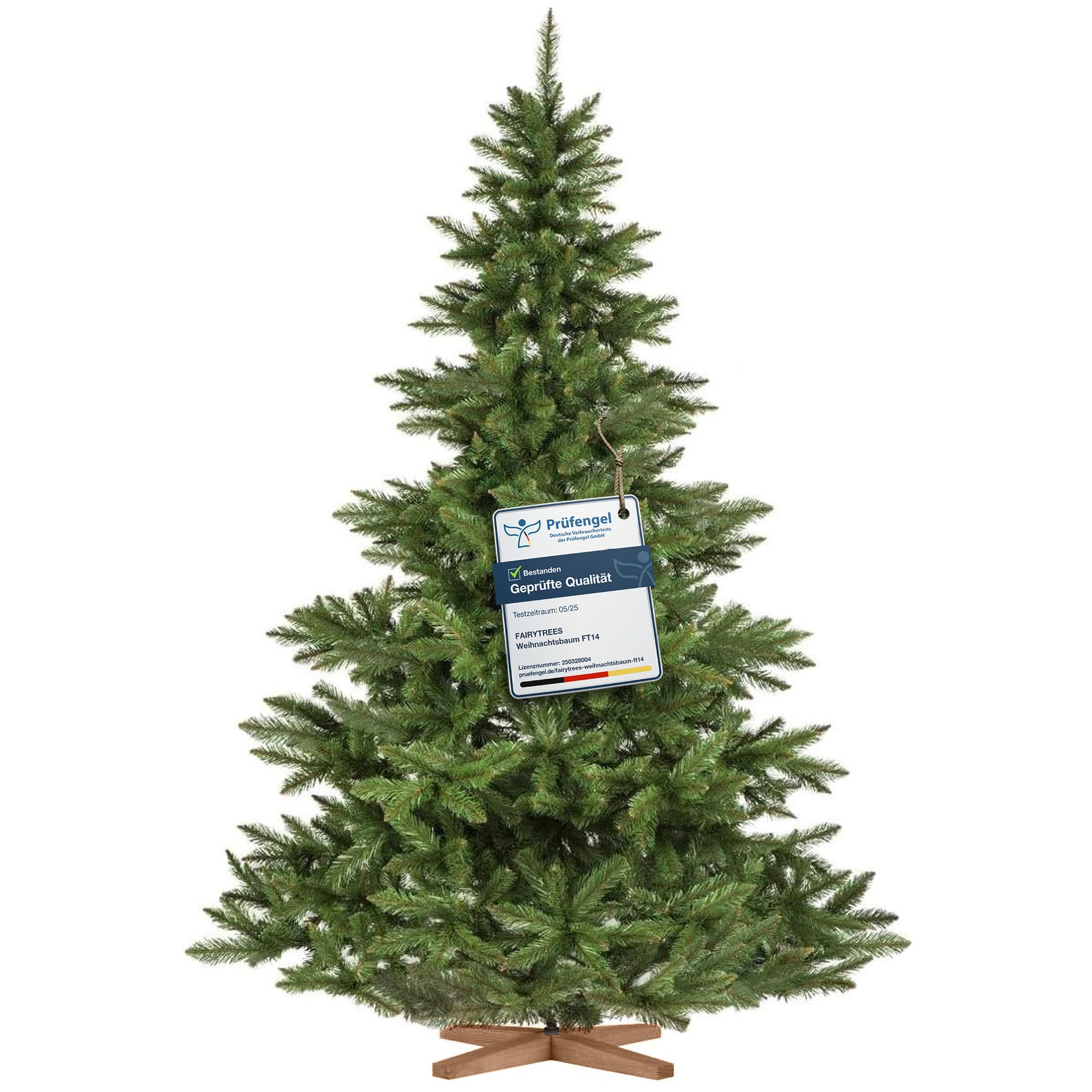 FairyTrees Künstlicher Weihnachtsbaum 220 cm Nordmanntanne Testsieger realistische Optik dicht