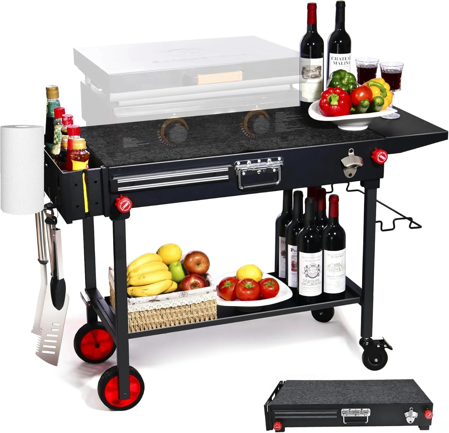 Portable Outdoor Grill Table with Wheels   Fits 17�� or 22�� Tabletop Grill