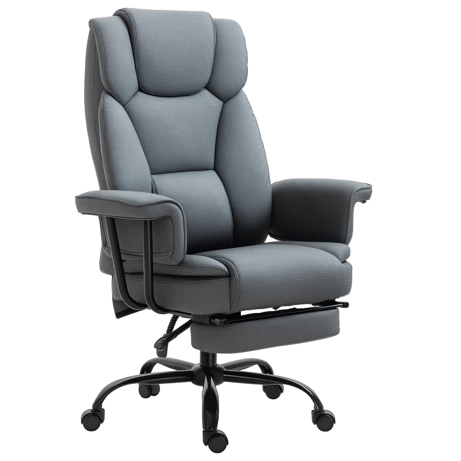 Vinsetto Bürostuhl Ergonomischer Chefsessel 360° Drehbar Computerstuhl höhenverstellbar mit Kopfstütze und gepolsterte Armlehnen mit Fußstütze Kunstleder 68 x 80 x 120–126 cm