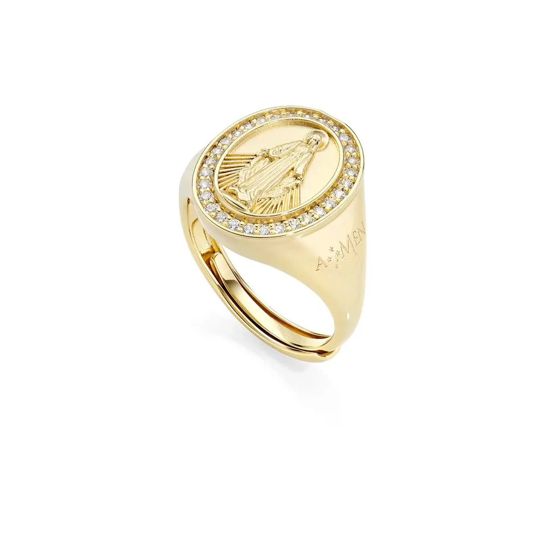 Anello Amen in argento dorato Chevalier Madonna Miracolosa con pietre RMIGBZ