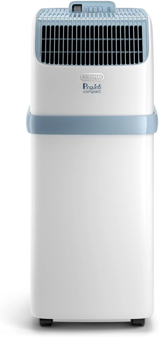 De'Longhi Pinguino Compact ES72 YOUNG, Mobiles Klimagerät, 8.300 BTU/h, für Räume bis zu 60m3, Entfeuchtungsfunktion, 24-Stunden-Timer, Energieeffizienzklasse A, Weiß