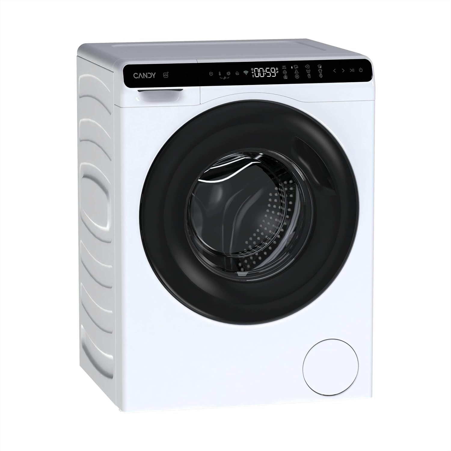 Candy ProWash 700 Mini CW50-BP12307U1-S Waschmaschine, 5 kg, 1200 U/min, digitales Display, WLAN-Konnektivität, 12 Zyklen, Inverter, 24-Stunden-Startzeitvorwahlen, Kindersicherung, KG-Detektor, 69 dB