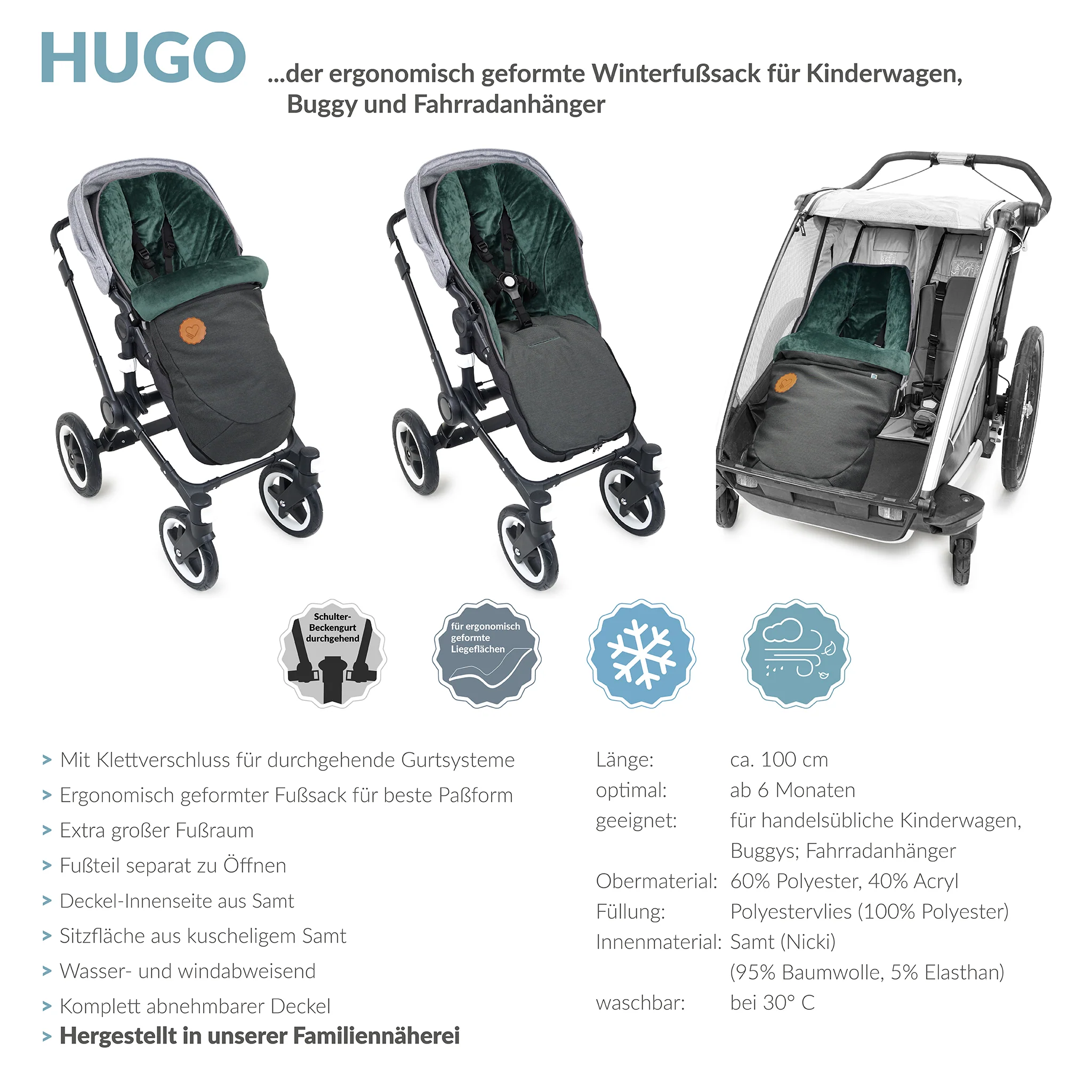 HUGO der Fusssack mit Klettverschluss