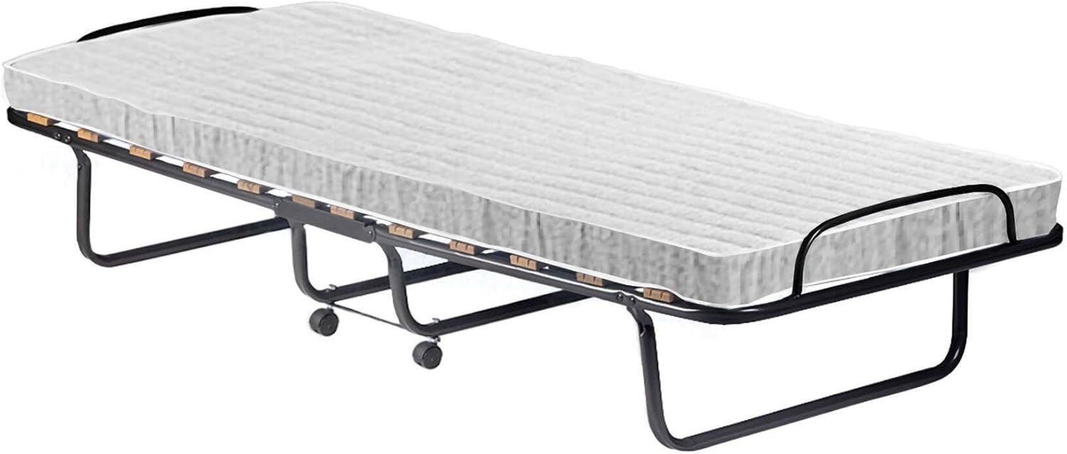 Talamo Italia Letto Pieghevole Deva, Brandina con Rete 12 doghe, Materasso Incluso, Lettino salvaspazio, 100% Made in Italy, 80x190h37 cm, Custodia Protettiva su Richiesta, Bianco, 190 cm